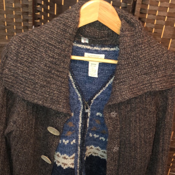 Long knit 2-button brown marble cardigan size medium - Picture 3 of 14